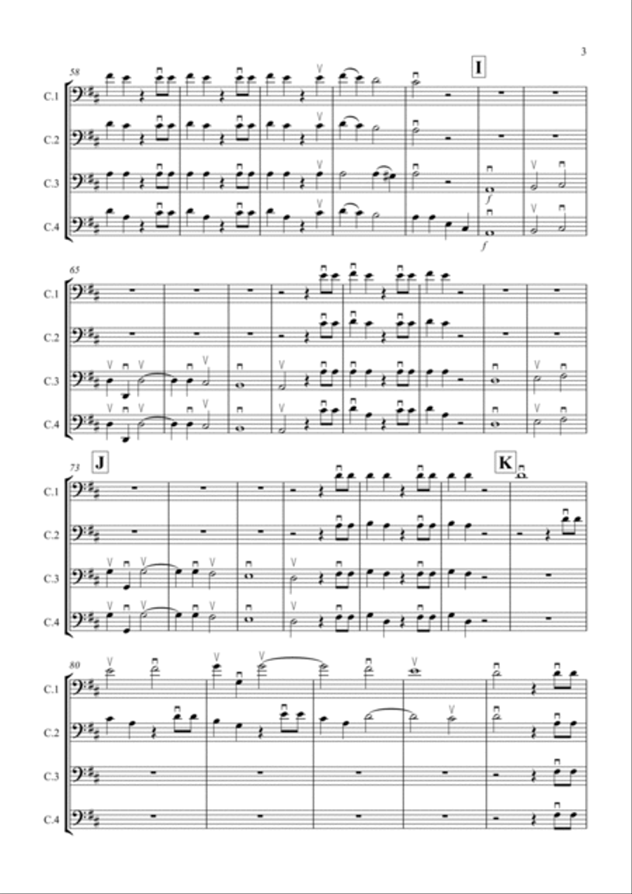Hallelujah Chorus for Cello Quartet Choir scores gallery preview page 3