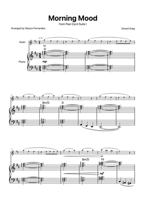 Book cover for Morning Mood by Grieg for Violin and Piano with Chords