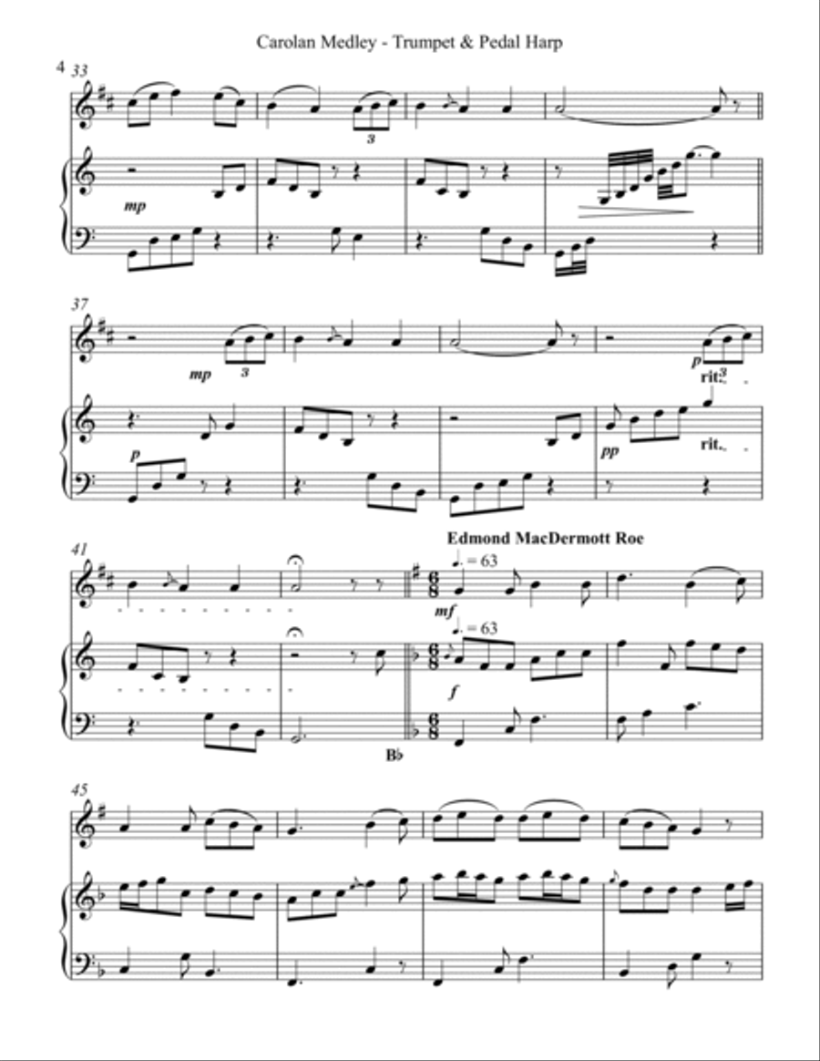 Carolan Medley, Duet for Bb Trumpet & Pedal Harp image number null