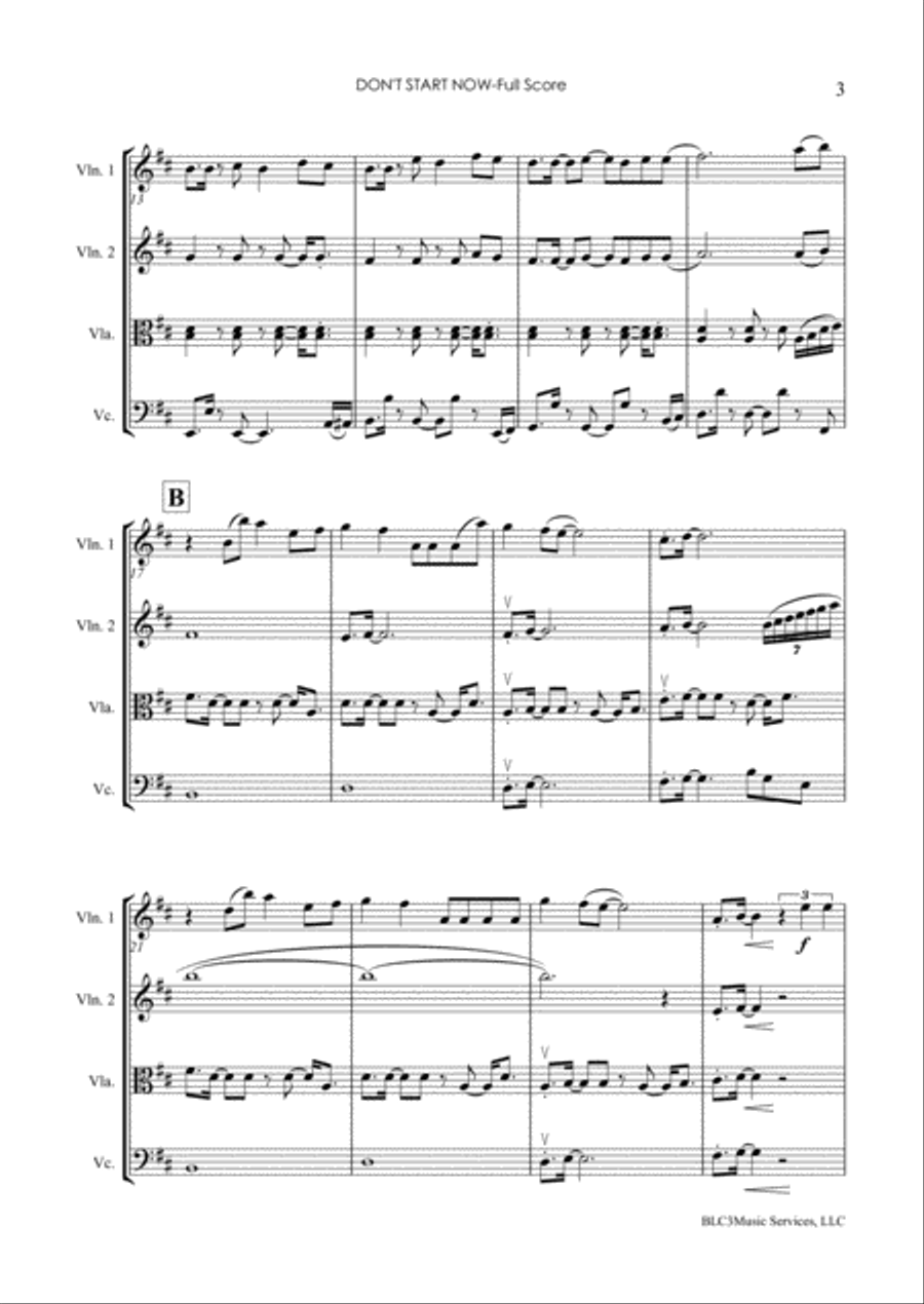 Don't Start Now String Quartet scores gallery preview page 3