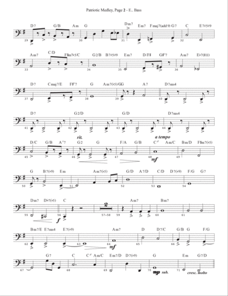Patriotic Medley - Electric Bass Choir scores gallery preview page 2