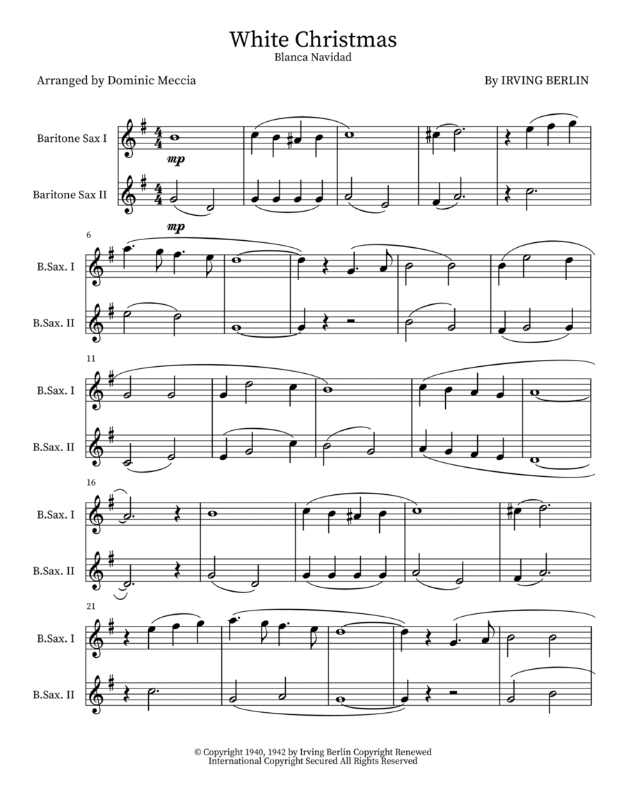 White Christmas Woodwind Duet scores gallery preview page 1