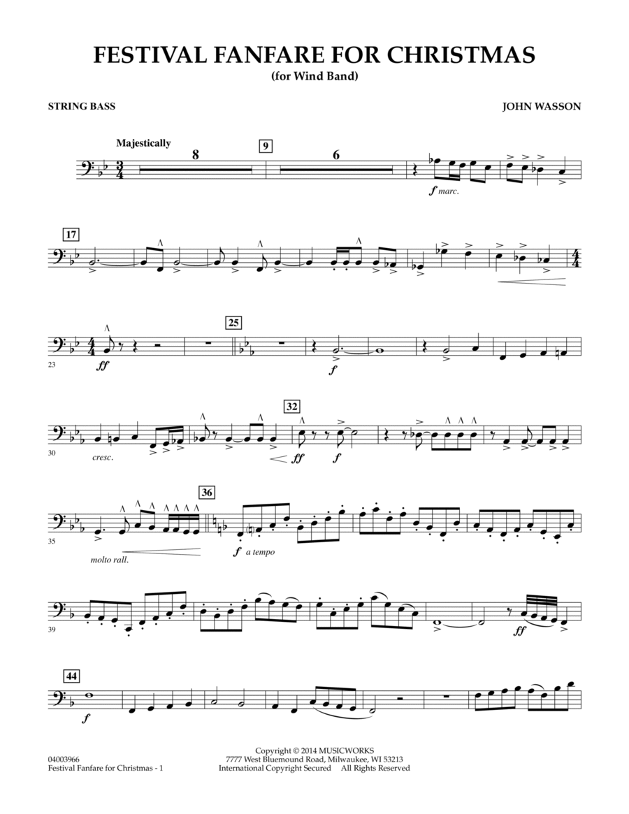 Festival Fanfare for Christmas (for Wind Band) - String Bass