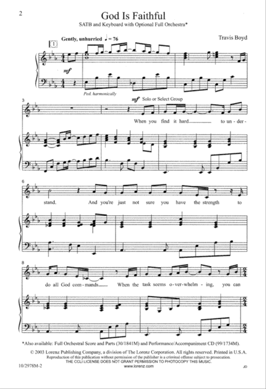 God Is Faithful God Is Faithful 4-Part scores gallery preview page 3
