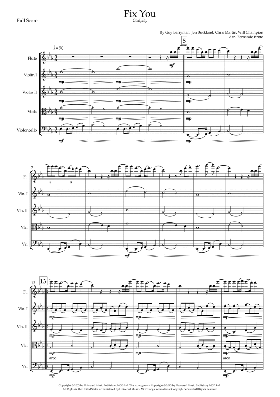 Fix You Small Ensemble scores gallery preview page 1