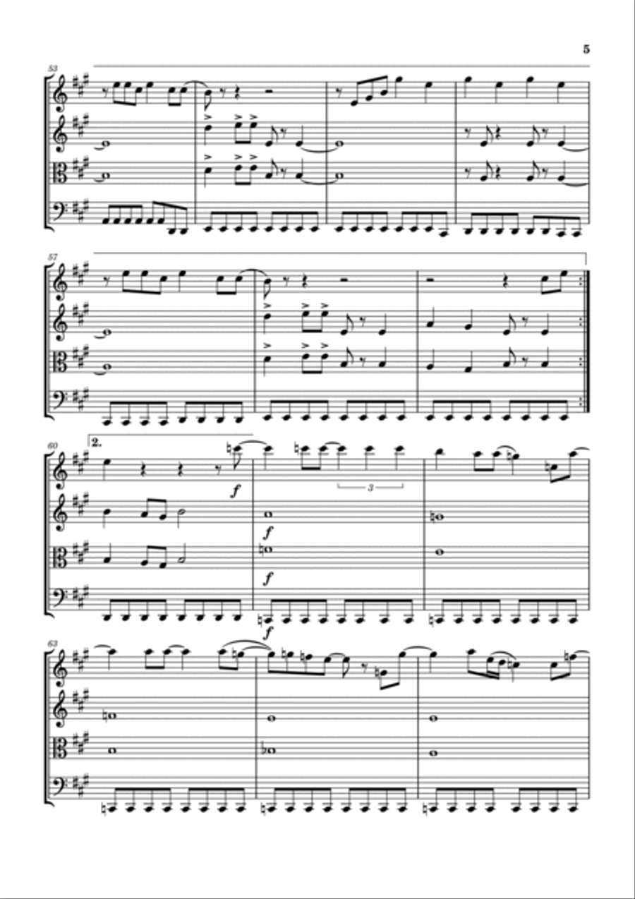 Everybody Have Fun Tonight String Quartet scores gallery preview page 6