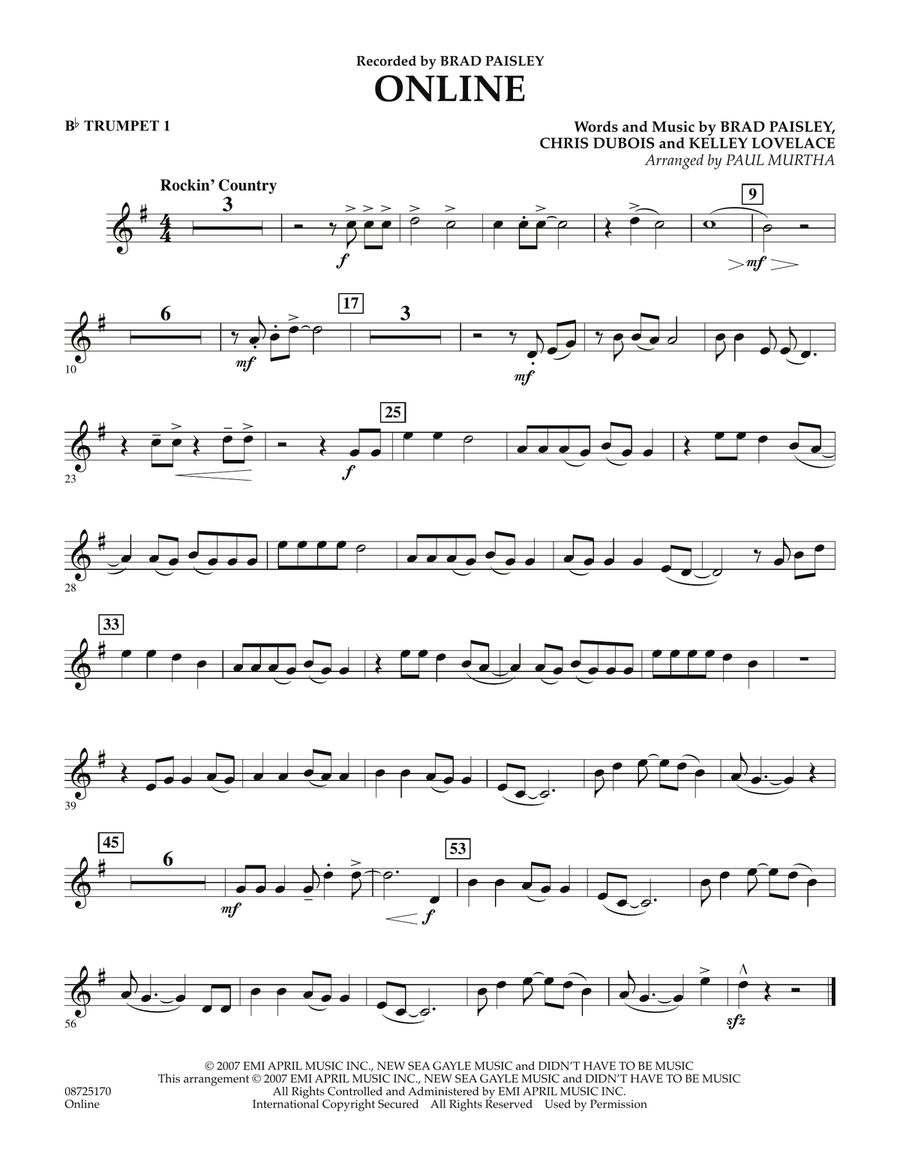 Online Bb Trumpet 1 by Brad Paisley B Flat Trumpet Digital