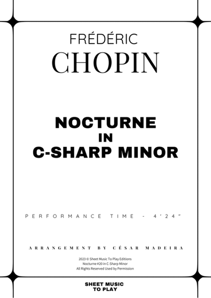 Nocturne No.20 in C-Sharp minor - Contrabass and Piano (Full Score and Parts) image number null