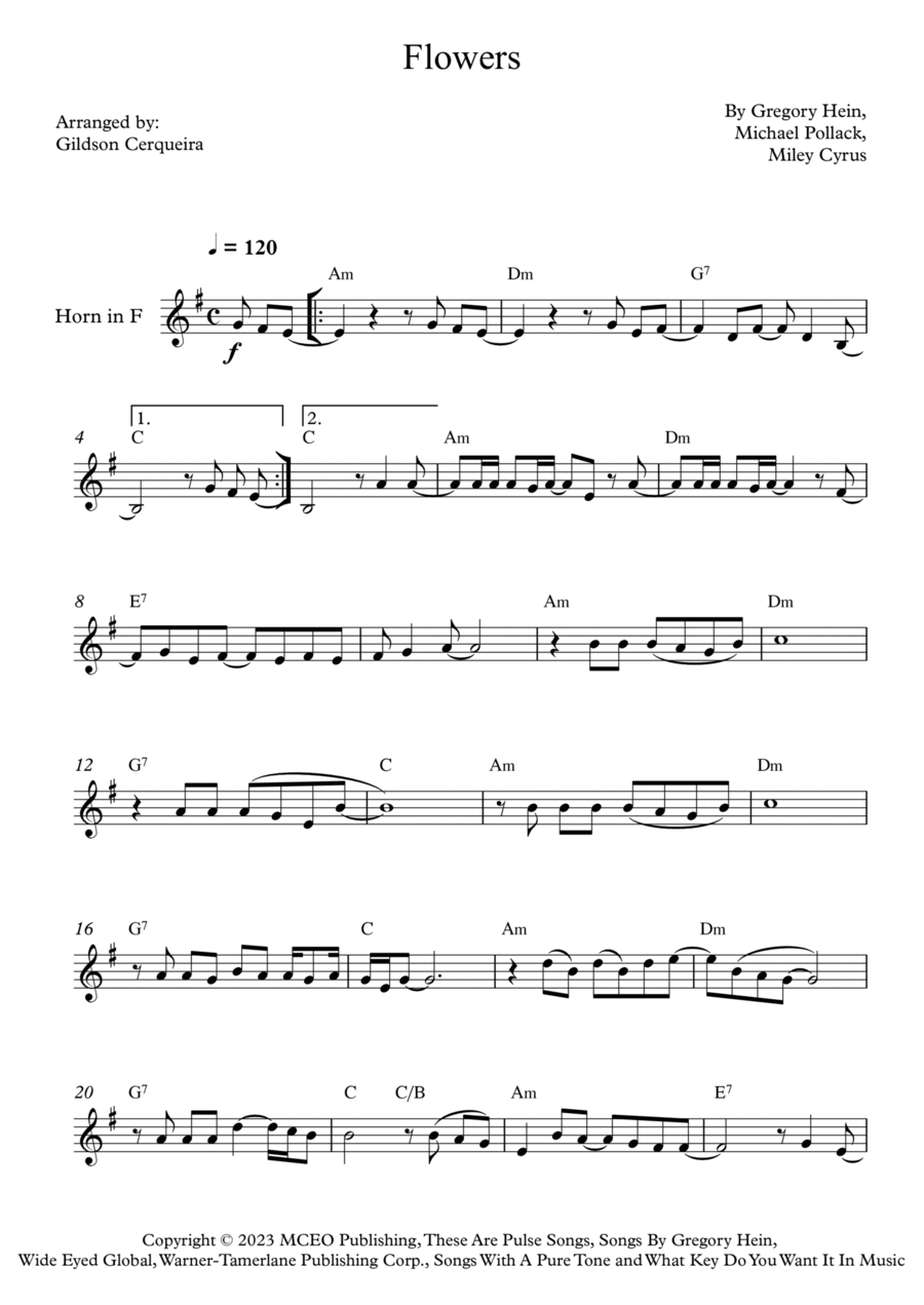 Flowers Horn Solo scores gallery preview page 1