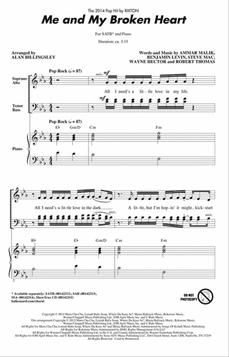 Me and My Broken Heart 4-Part scores gallery preview page 2
