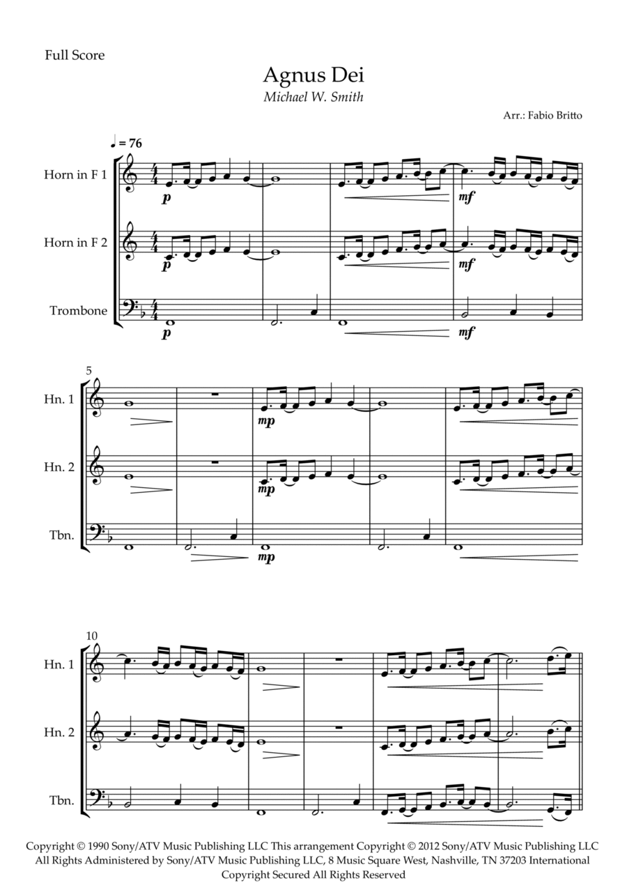 Agnus Dei Agnus Dei Horn scores gallery preview page 1