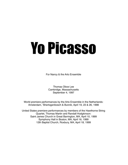 Yo Picasso (1997) for clarinet, viola, cello and piano image number null