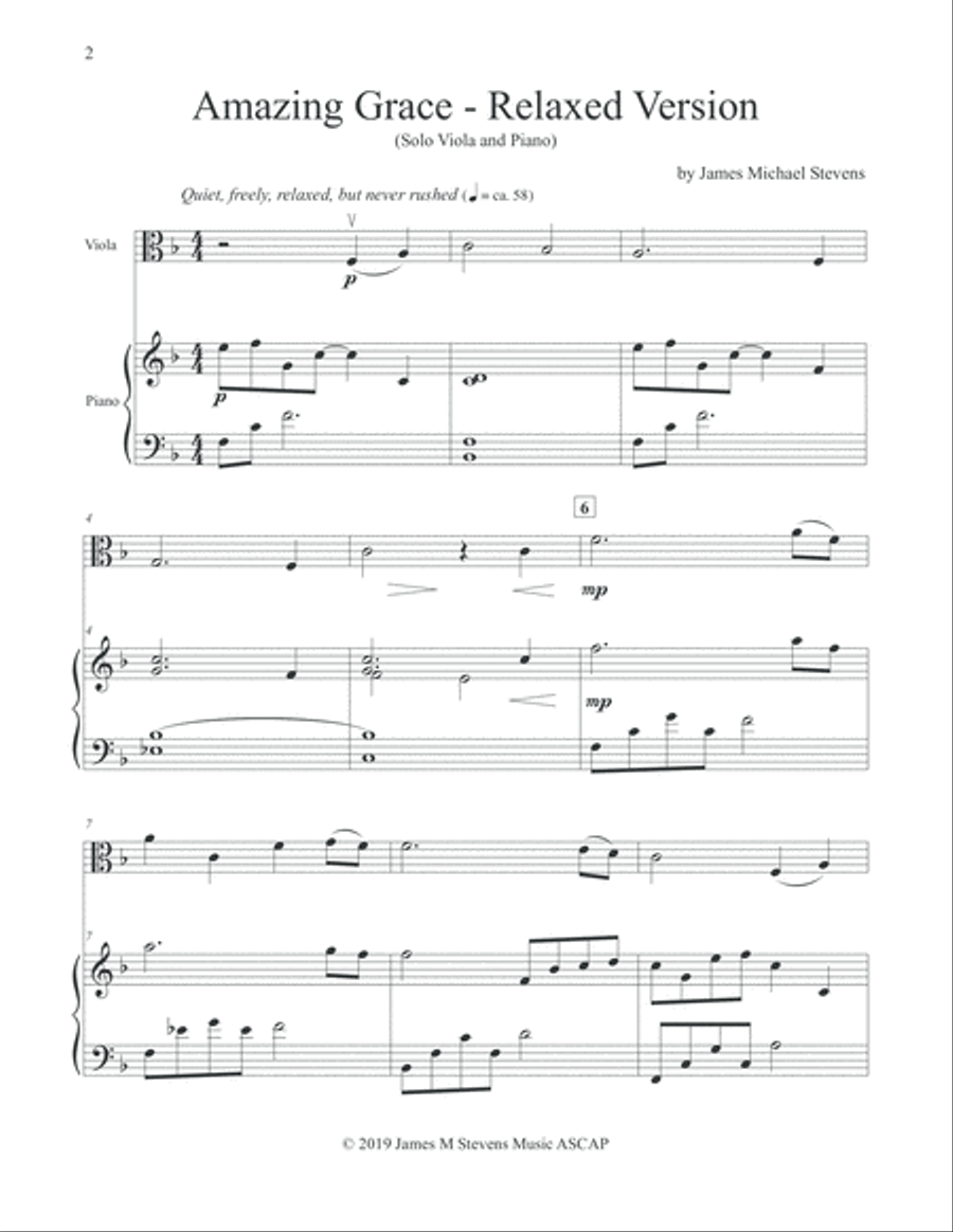 Amazing Grace - Viola & Piano Relaxed Version Amazing Grace - Viola & Piano Relaxed Version Viola scores gallery preview page 2