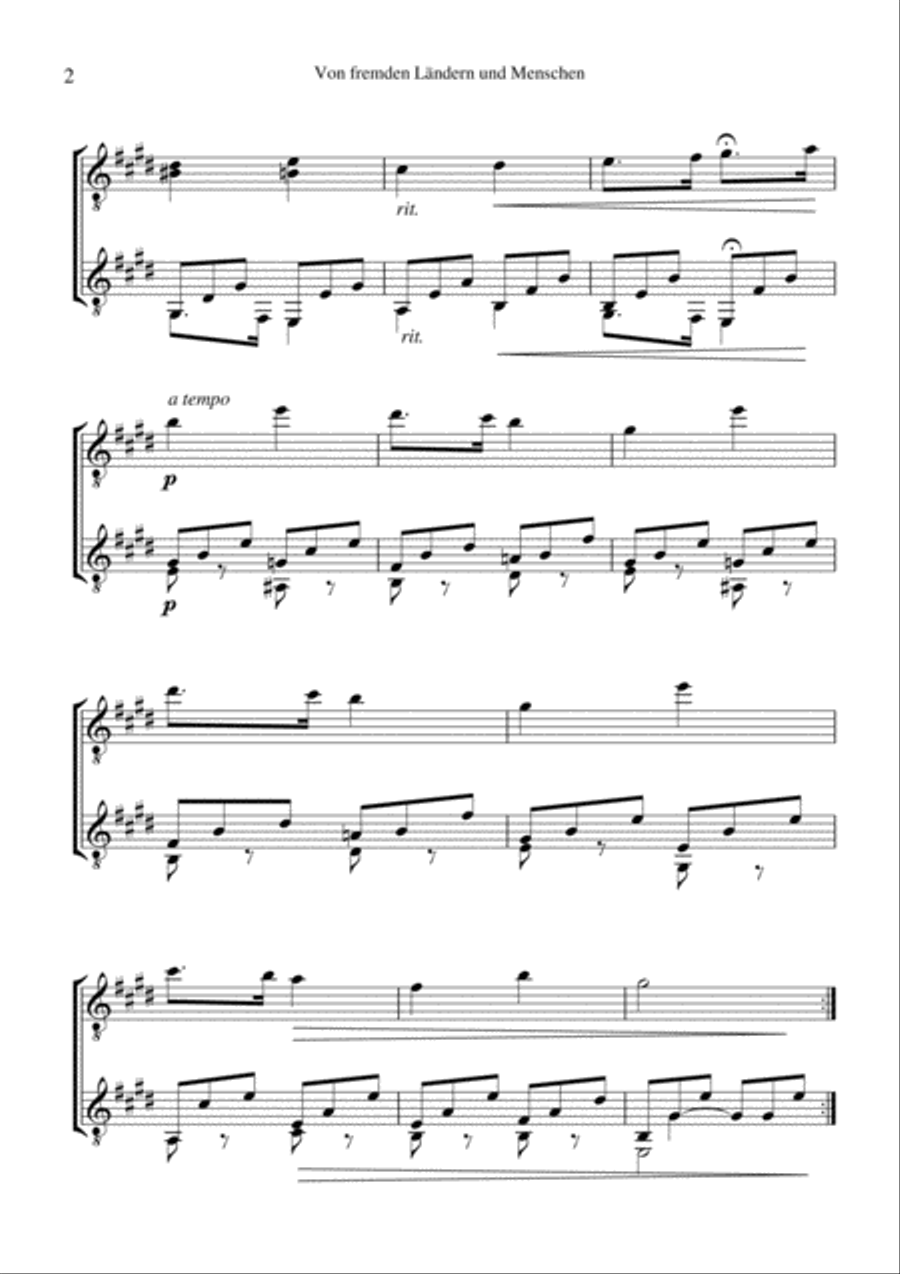 Von fremden Landern / Far Away Places for guitar duet Acoustic Guitar scores gallery preview page 2