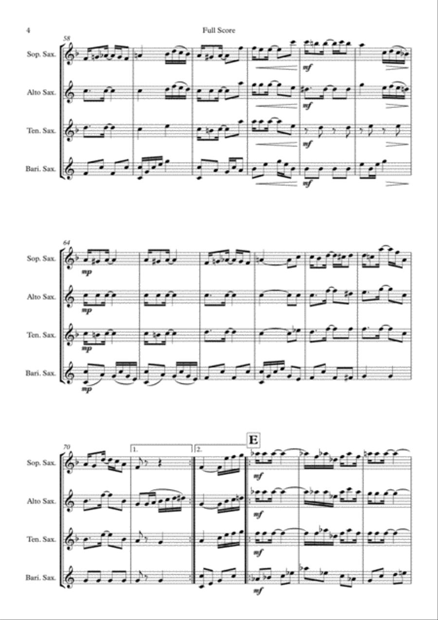 Pine Apple Rag for Saxophone Quartet (SATB) Saxophone Quartet scores gallery preview page 5