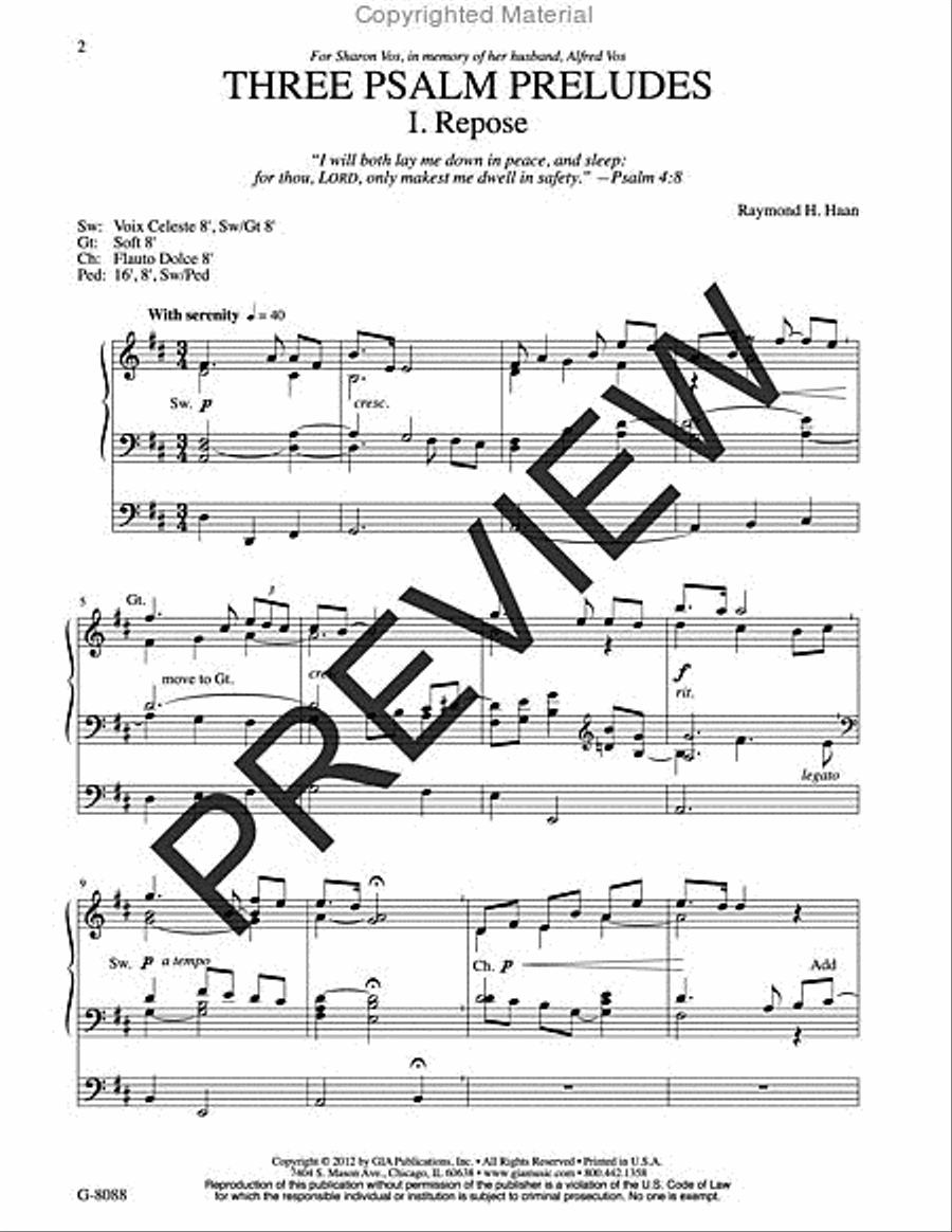 Three Psalm Preludes Organ scores gallery preview page 2