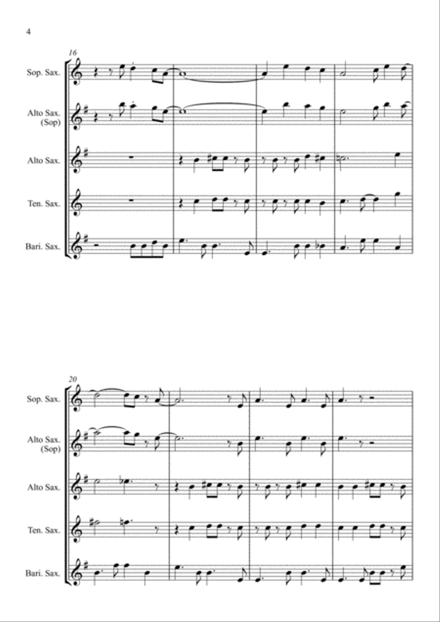 Mas Que Nada Saxophone Quartet scores gallery preview page 4
