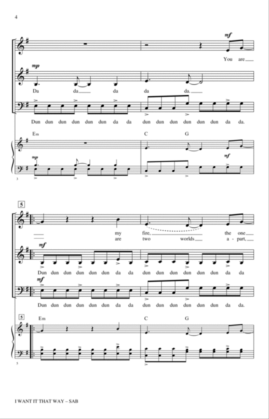 I Want It That Way (arr. Nathan Howe) 3-Part scores gallery preview page 2