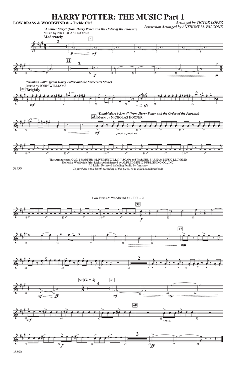 Harry Potter: The Music, Part 1: Low Brass & Woodwinds #1 - Treble Clef