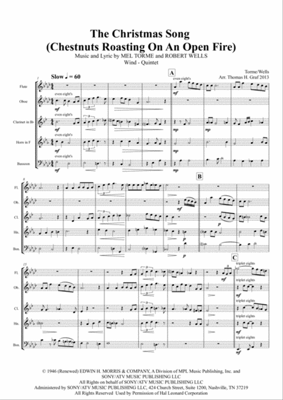The Christmas Song (Chestnuts Roasting On An Open Fire) Woodwind Quintet scores gallery preview page 2
