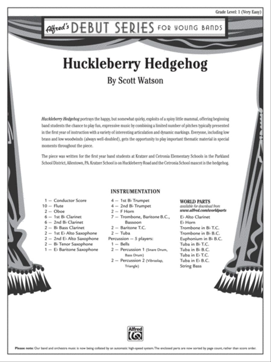 Huckleberry Hedgehog: Score Concert Band scores gallery preview page 1