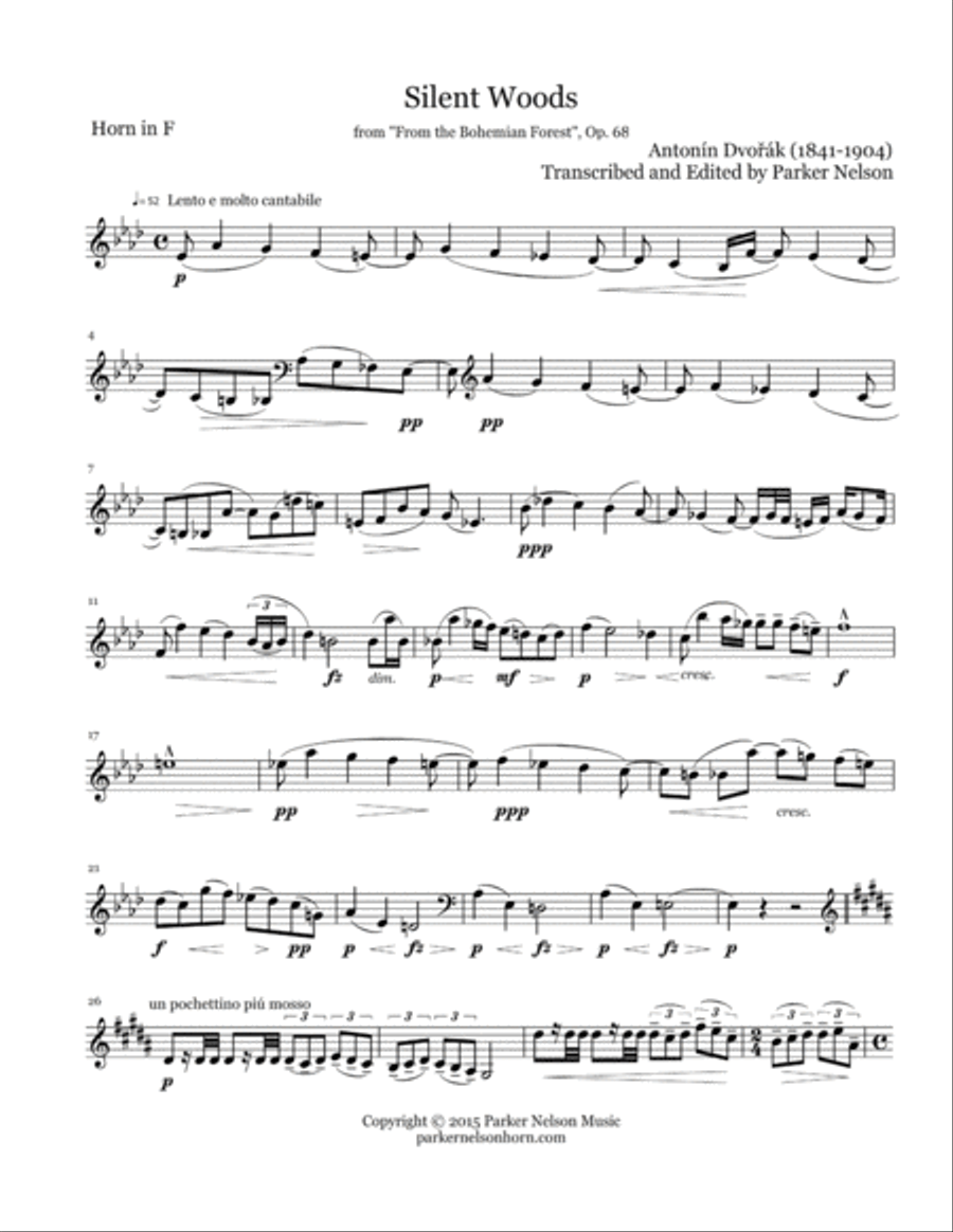 Silent Woods for Horn and Piano Piano Accompaniment scores gallery preview page 2