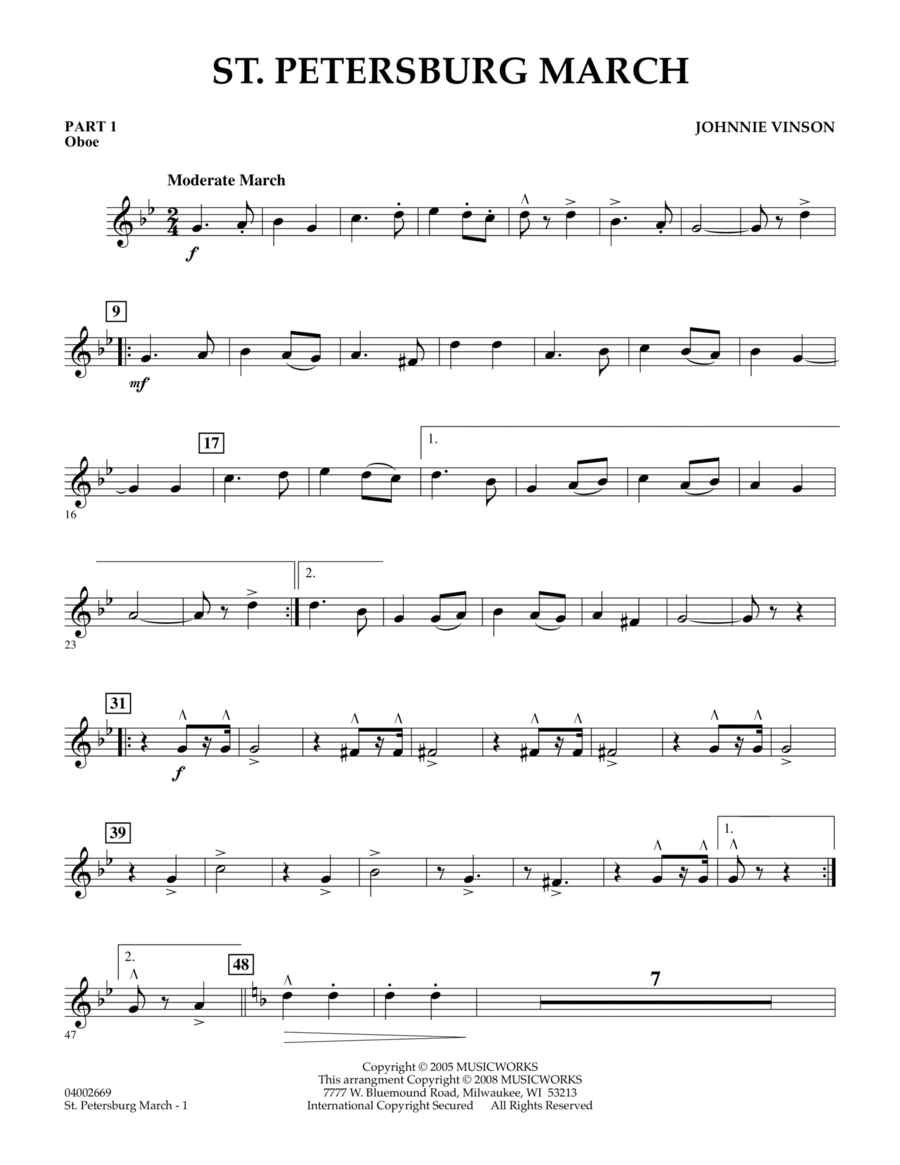 St. Petersburg March - Pt.1 - Oboe Concert Band scores gallery preview page 1