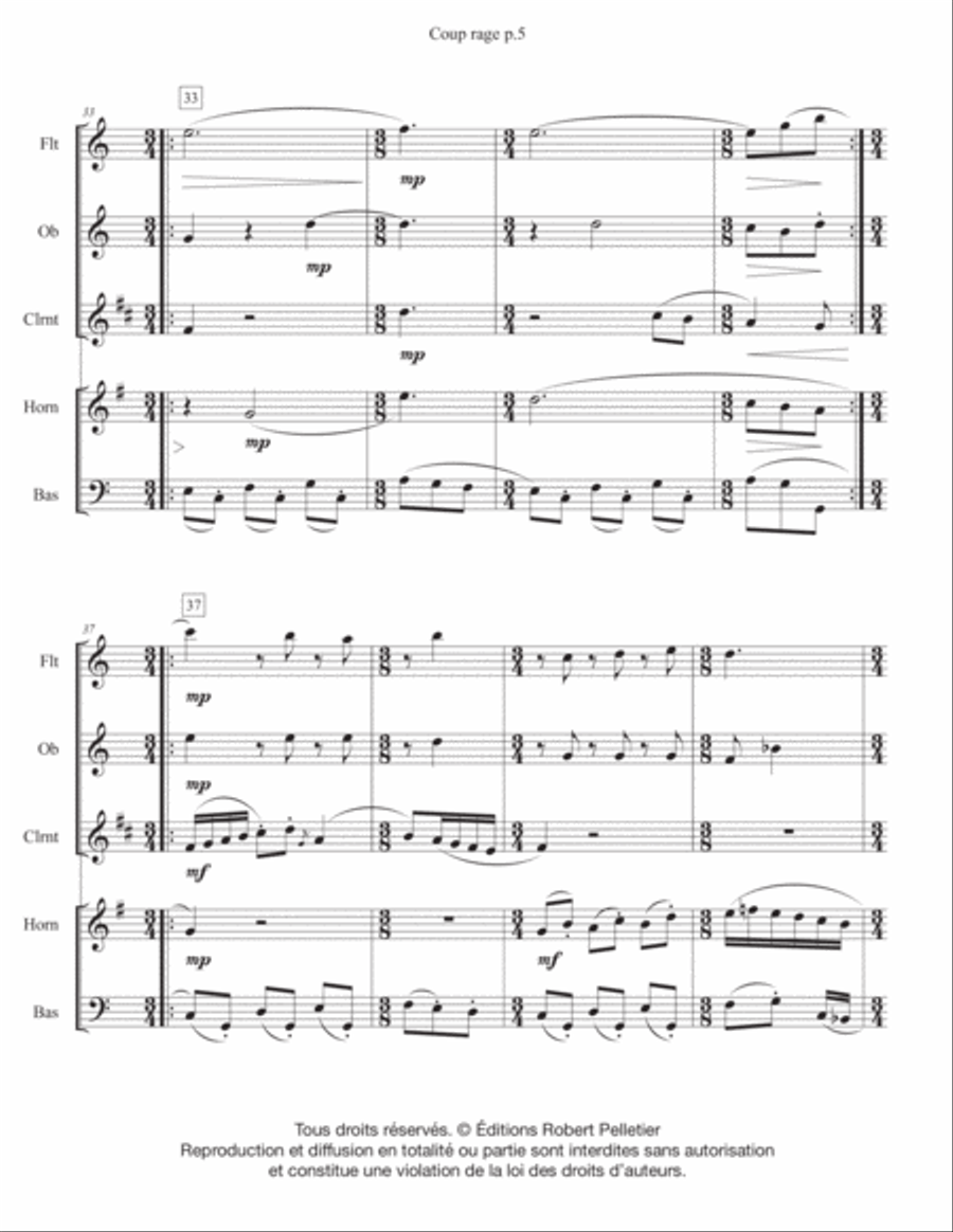 Coup Rage Coup Rage Woodwind Quintet scores gallery preview page 5