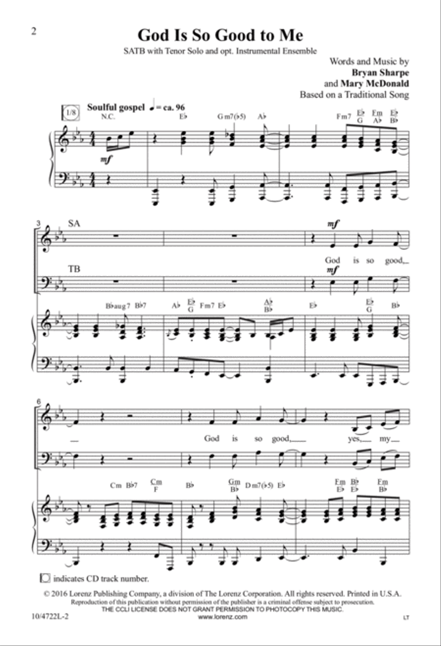 God Is So Good to Me God Is So Good to Me 4-Part scores gallery preview page 2