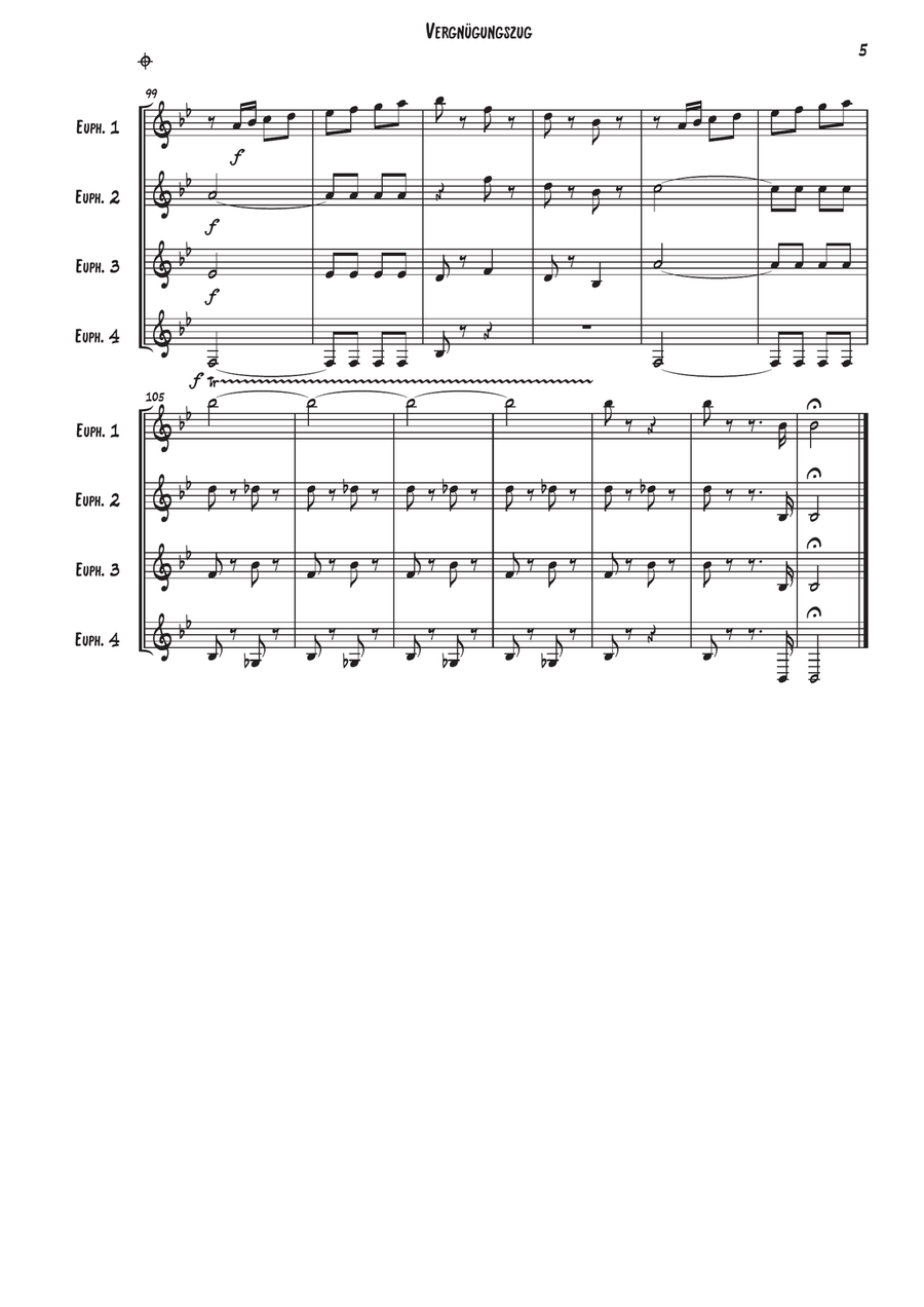 Vergnügungszug (Pleasure Train) - Polka Schnell Op. 281 Euphonium scores gallery preview page 5