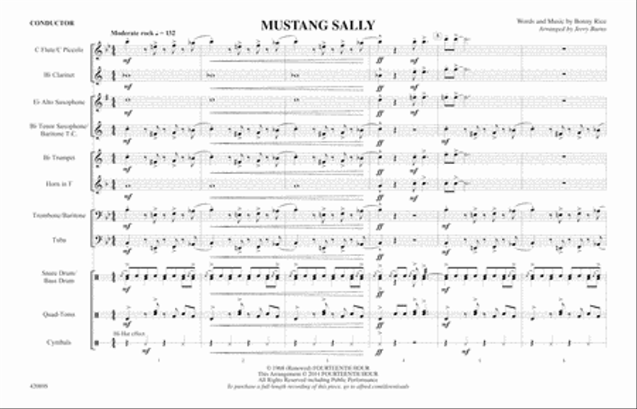 Mustang Sally: Score Marching Band scores gallery preview page 1