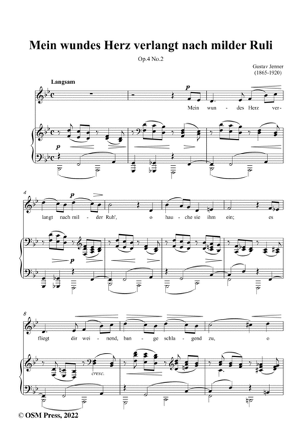 Jenner-Mein wundes Herz verlangt nach milder Ruli,in B flat Major,Op.4 No.2