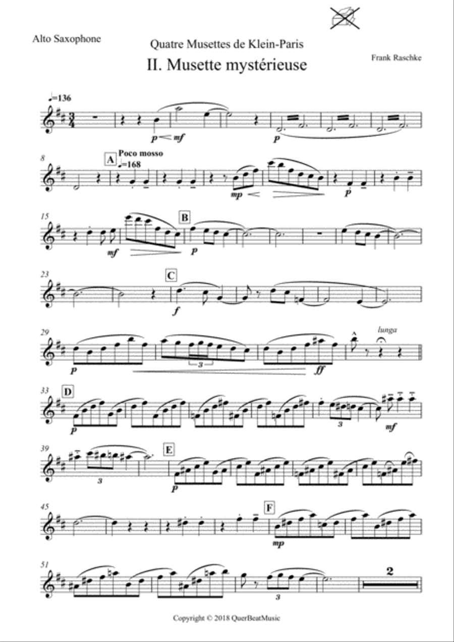 Musette mystérieuse (for Saxophone Quartet) Saxophone Quartet scores gallery preview page 6