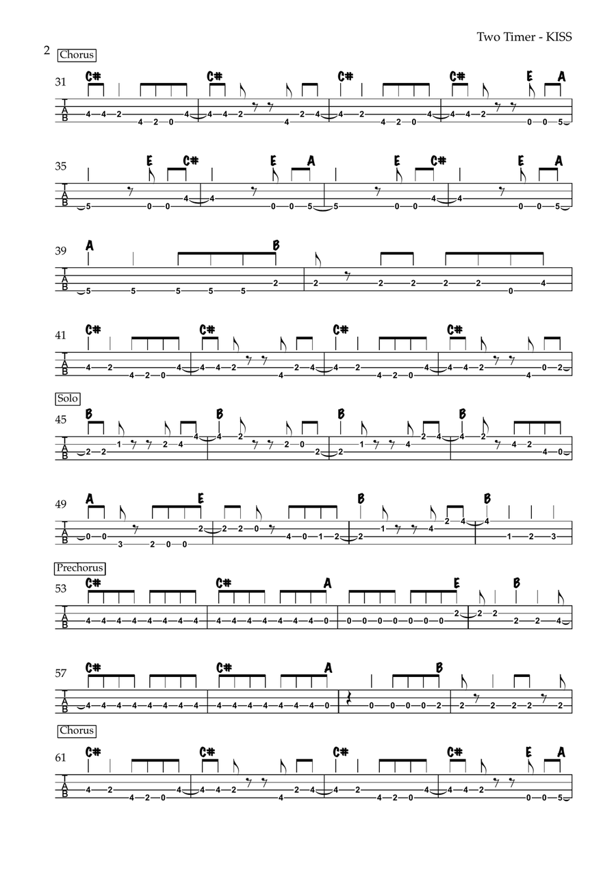 Two Timer Two Timer Guitar Tablature scores gallery preview page 2