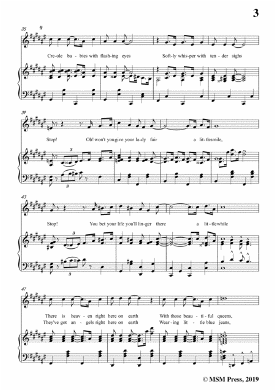 Turner Layton-Way Down Yonder in New Orleans,in F sharp Major,for Voice&Pno Voice scores gallery preview page 5