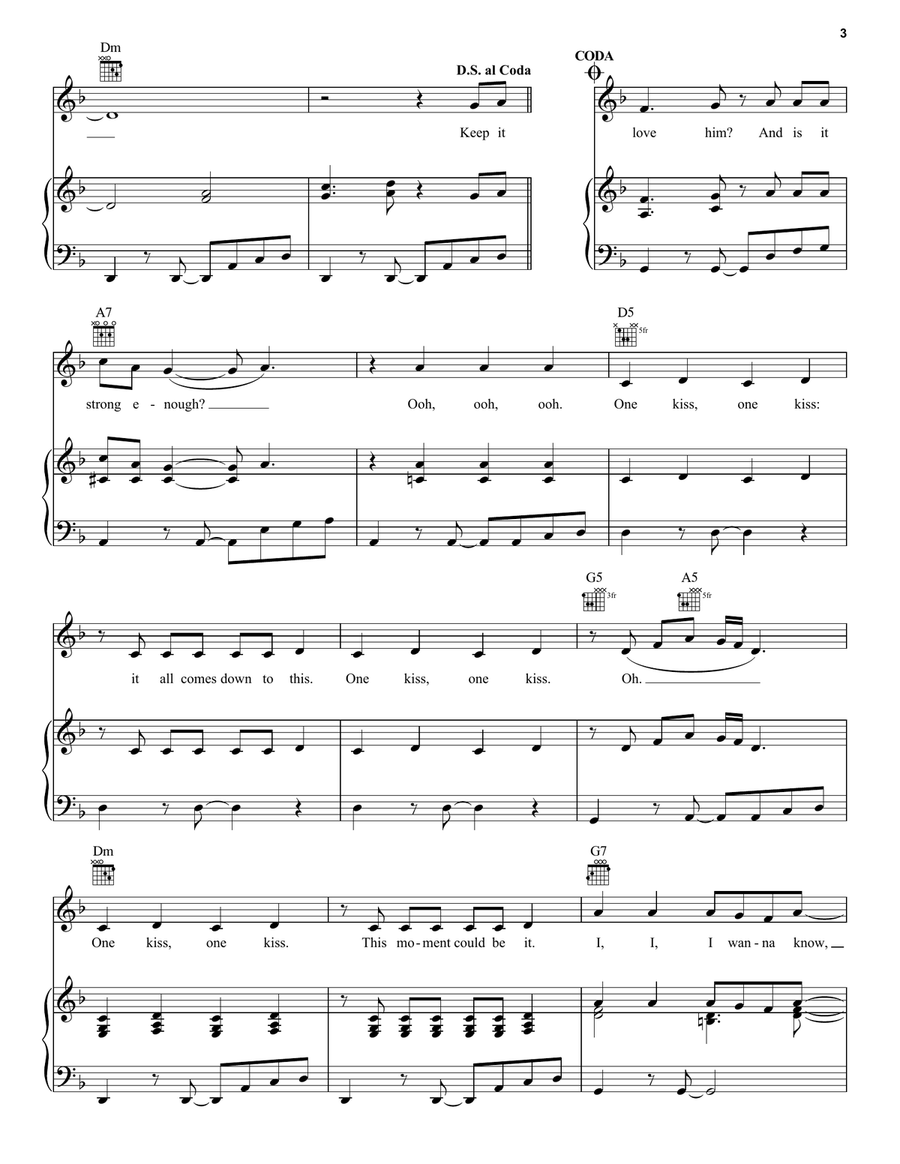 One Kiss (from Disney's Descendants 3) Piano, Vocal, Guitar scores gallery preview page 3