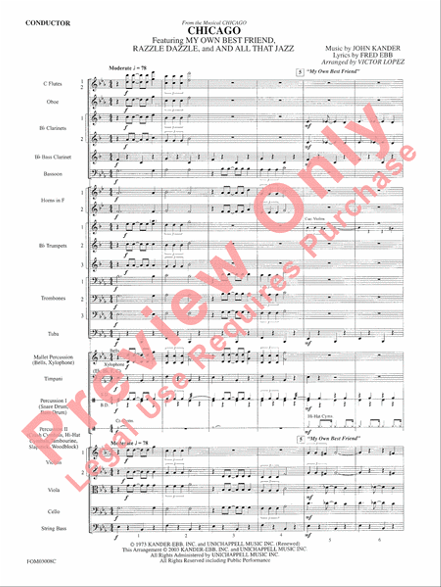 Chicago (from the musical Chicago) Full Orchestra scores gallery preview page 4