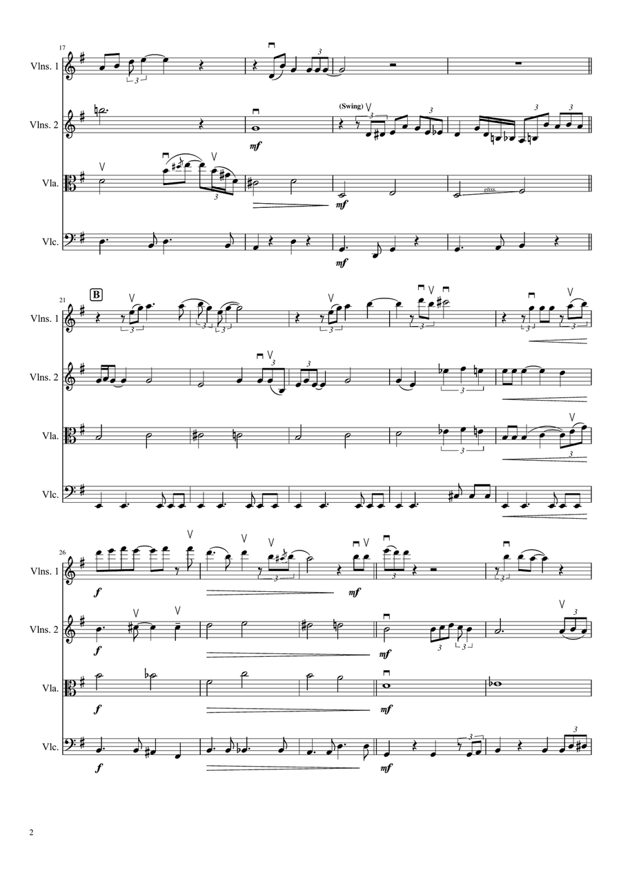 Georgia On My Mind String Quartet scores gallery preview page 2