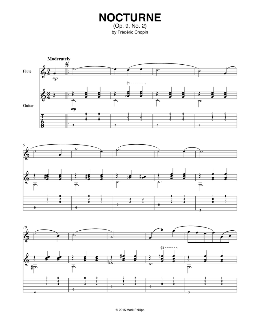 Nocturne in E-flat Major (Op. 9, No. 2) Flute scores gallery preview page 1