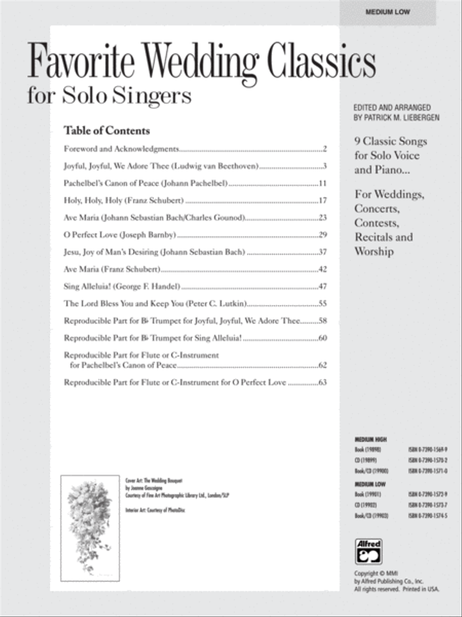 Favorite Wedding Classics for Solo Singers Medium-Low Voice scores gallery preview page 2
