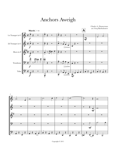 Anchors Aweigh for brass quintet image number null