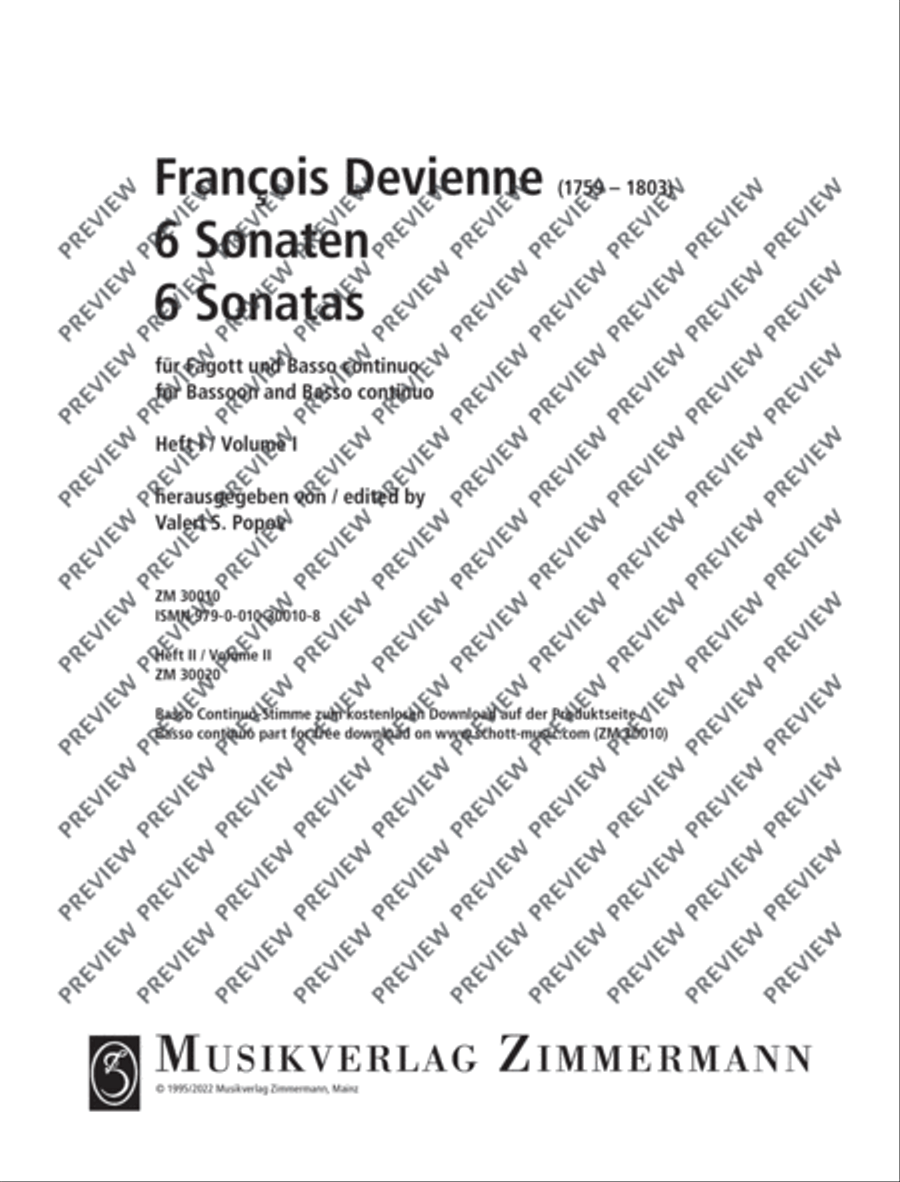 6 Sonatas Bassoon scores gallery preview page 2