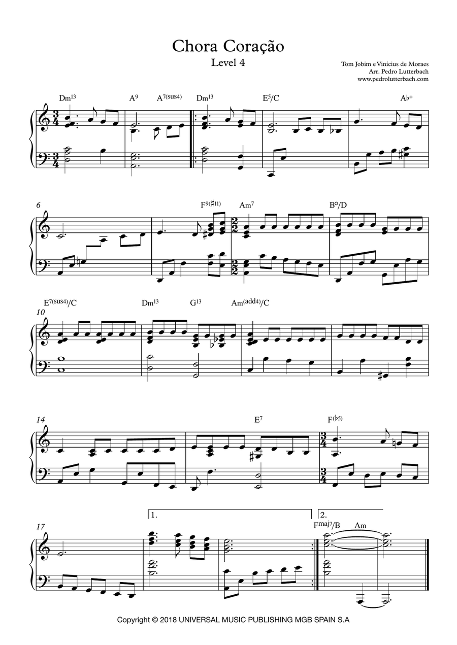 Chora Coracao Piano Solo scores gallery preview page 1