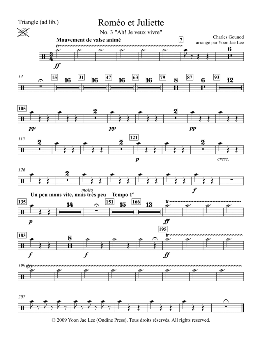 Gounod (arr. Lee): Roméo et Juliette 'Ah! Je veux vivre' in G Major, Set of Parts String Orchestra scores gallery preview page 1