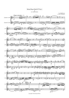 Book cover for Beethoven: Wind Duet WoO 27 No.1 Mvt.I Allegro commodo - clarinet duet (2 Bb or Bb/Bs.)