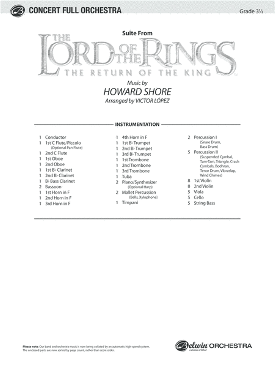 Lord of the Rings: the Return of the King - Orchestra Full Orchestra scores gallery preview page 2