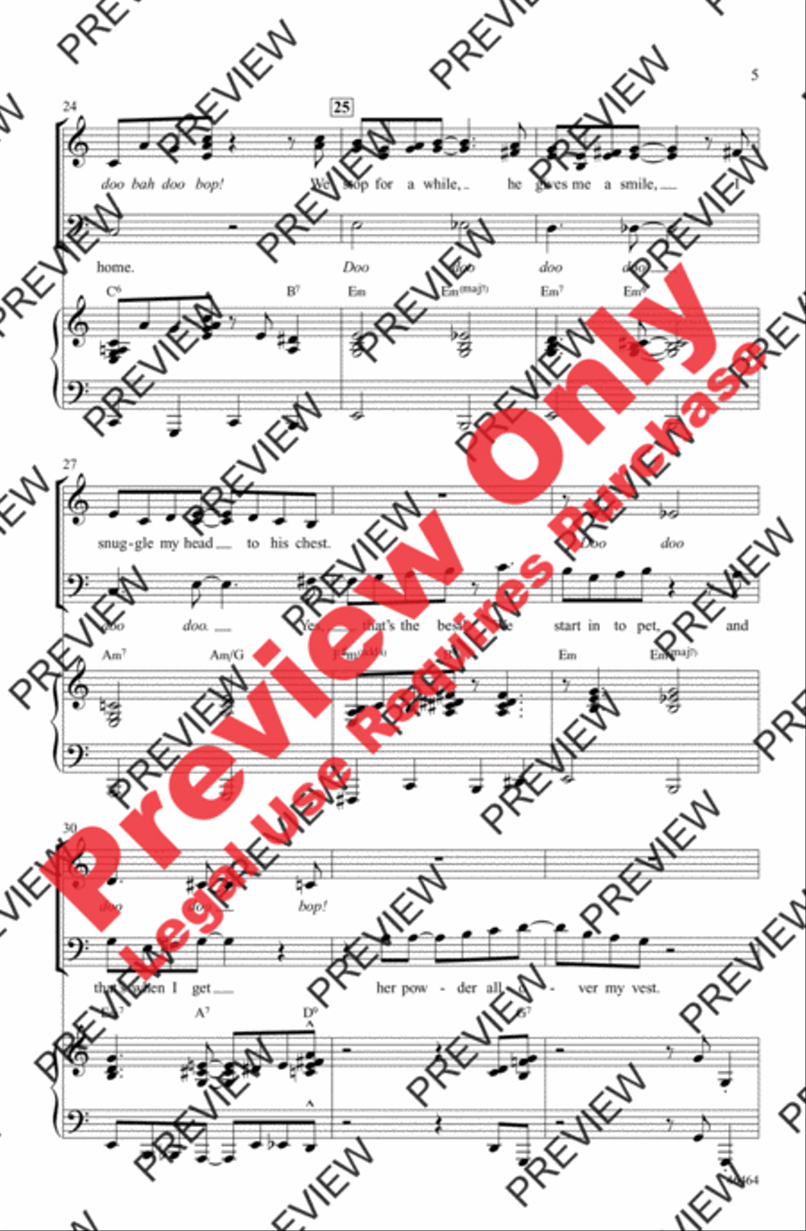 Walkin' My Baby Back Home 4-Part scores gallery preview page 5