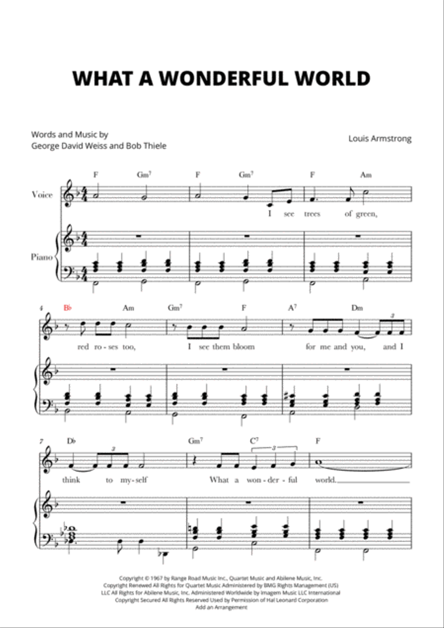 What A Wonderful World Voice scores gallery preview page 1