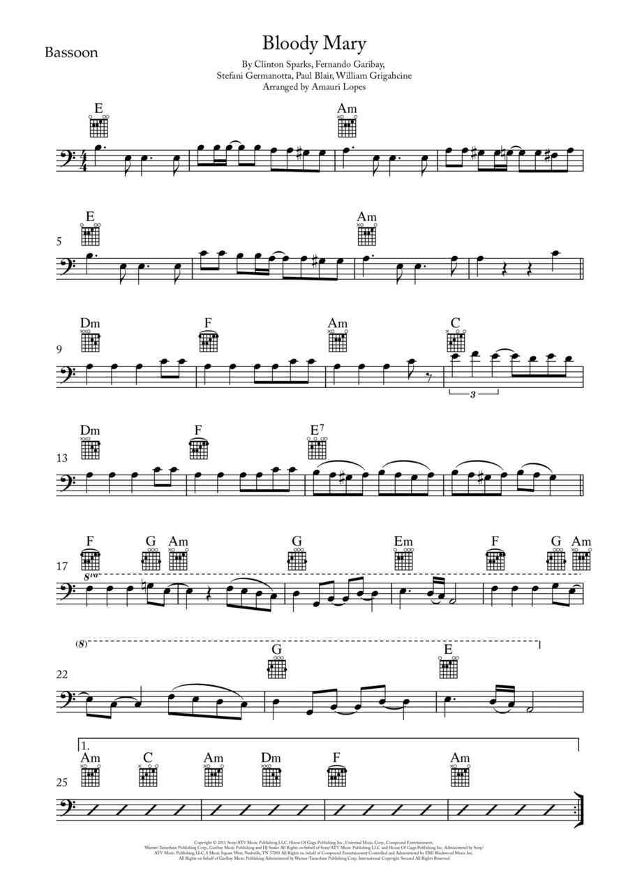 Bloody Mary Bassoon Solo scores gallery preview page 1
