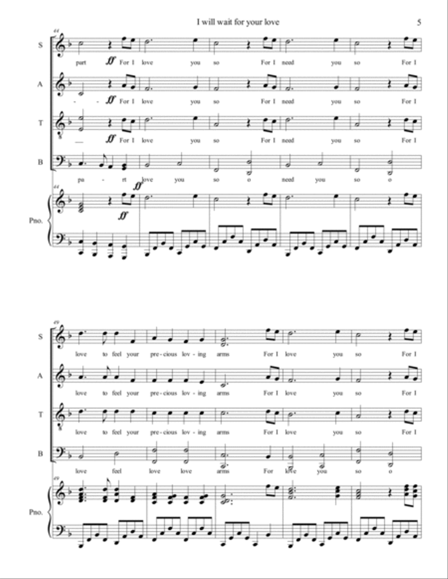 I will wait for your love Small Ensemble scores gallery preview page 5